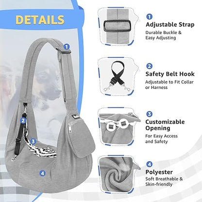 SlowTon Dog Carrier Sling - Thick Padded Shoulder Strap Adjustable, Cloud S