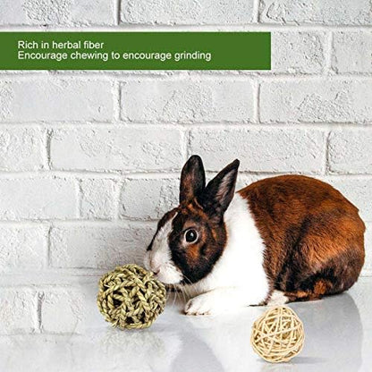 ANDES Rabbit Chew Toys, Pet Bunny Tooth Chew Toys Organic Natural Apple Wood Grass Cake Ideal for Bunny, Chinchilla, Guinea Pigs, Hamsters Teeth Grinding, Bird Exercise Molar (13PCS)