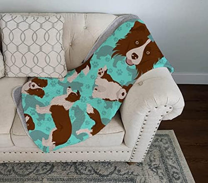 Caroline's Treasures MLM1063LQB Red Border Collie Quilted Blanket 50x60 Artwork Pattern Quilted Throw Blanket for Bed, Couch, Sofa, Soft and Lightweight