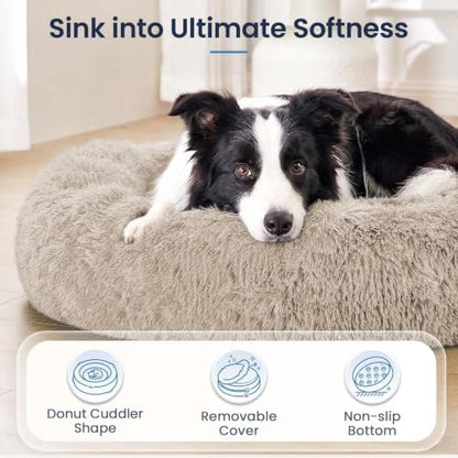 JOLLYVOGUE Washable Dog Beds Large Sized Dog, 36 Inch Donut Large Dog Bed