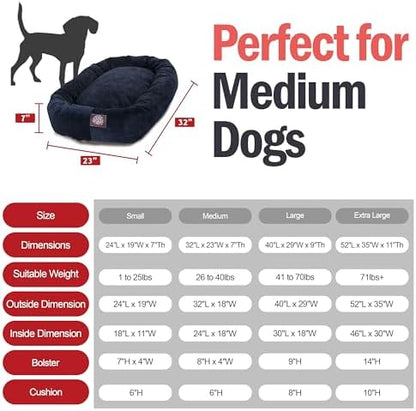 Majestic Pet Micro Velvet Dog Bed, 32 Inch Medium, Round, Washable, Navy