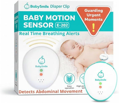 BabySmile E-202 Baby Movement & Sleep Monitor | Motion Sensor with Safety Alerts, Arousal Vibration & Portable Clip-On Design | Smart Baby Sleep Support (White)
