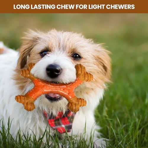 SPOT Bam-Bones Dental X-Bone - Made with Bamboo Fiber and a Massaging Rubber Center, Durable Oral Care Dog Chew for Light Chewers & Teething Puppies under 40lbs, 8in Allergen Free Peanut Butter Flavor
