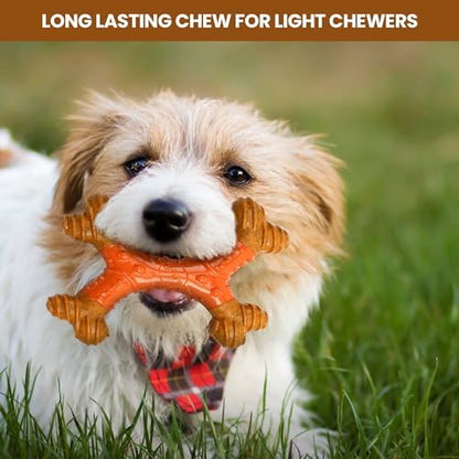 SPOT Bam-Bones Dental X-Bone - Made with Bamboo Fiber and a Massaging Rubber Center, Durable Oral Care Dog Chew for Light Chewers & Teething Puppies under 25lbs, 6in Allergen Free Peanut Butter Flavor