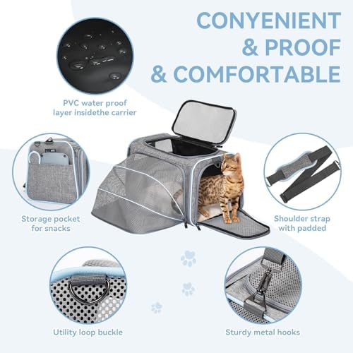 Petsfit Small Double Expandable Cat Carrier for Kittens and Air Travel