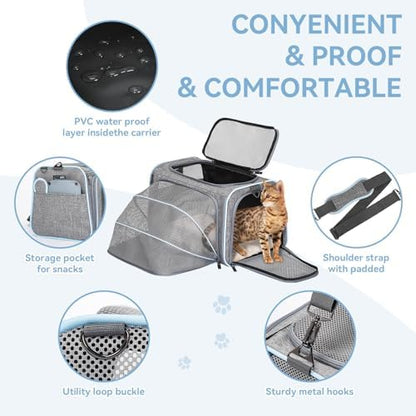 Petsfit Small Double Expandable Cat Carrier for Kittens and Air Travel