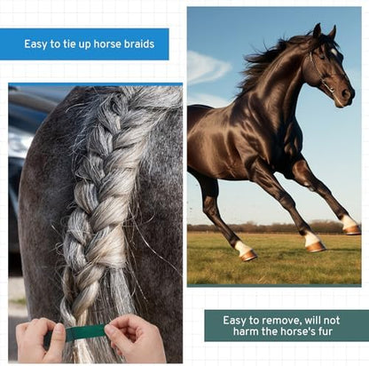 Fullhawl 7 Pcs Horse Mane Braiding Set 6 Safe and Secure Horse Mane Braiding Tape and Blunt Tip Scissors Not Harm Hair for Fix Horse Mane Horse Breeders