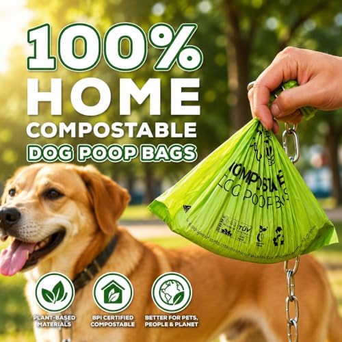 ANECO 100% Certified Home Compostable Dog Poop Bags (135 Count/9 Rolls)