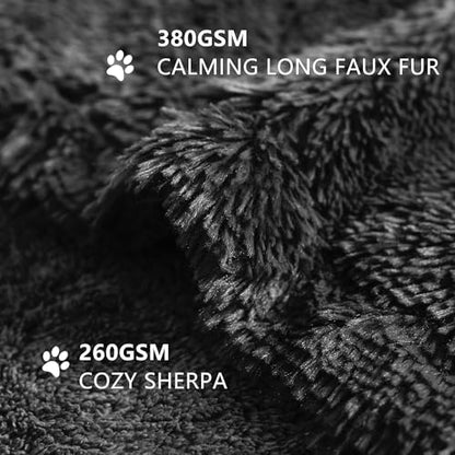 gogobunny Waterproof Dog Blanket for Couch & Furniture Protection - Super Soft Reversible Throw for Large Dogs & Cats, Calming Washable Fur & Sherpa Pet Blanket (25x35 Inch, Black)