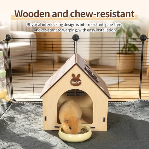 Wooden Guinea Pig Hideout Bunny House Rabbit Bed – Small Animal Habitat