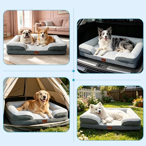 Dog Cooling Mat for Large Dogs, Elevated Bolster Sofa Bed