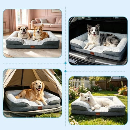 Dog Cooling Mat for Large Dogs, Elevated Bolster Sofa Bed