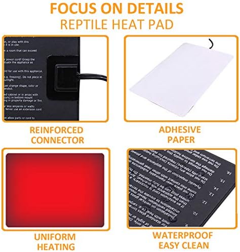 Aiicioo Reptile Heating Pad - 6x8Inch Hermit Crab Heater Heat Mat for Reptiles Snake Lizard Terrarium 8 Watt 2Pack