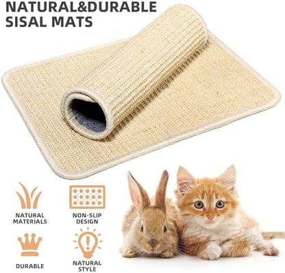 2 Pieces Rabbit Scratcher Mat Natural Sisal Cat Bunny Rabbit Scratching Pad