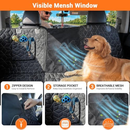 Meginc 56" Dog Seat Cover for Back Seat, Scratch Resistant Hammock for Car