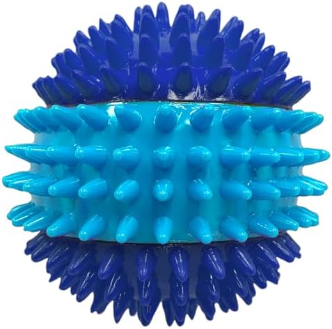 Nerf Dog 3.7in TPR 3-Part Spike Squeak Ball Dog Toy - Dark Blue/Light Blue (Pack of 2)