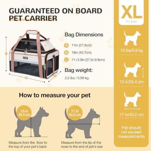 Lekereise Top-Expandable Pet Carrier 18x11x11Inch Delta American United Airline Approved Soft Sided Underseat to 15lbs Travel Carriers for Small Dogs Cats with Locking Safety Zippers Anti-Scratch Mesh