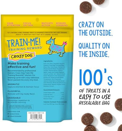 Crazy Dog Train-Me! Training Treats 16 oz. Bag, Chicken Flavor, with 400 Treats per Bag, Recommended by Dog Trainers