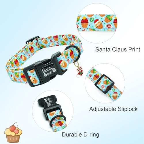 Dog Collars - Christmas Pet Collar with Santa Claus Print, Durable & Cute, Soft & Adjustable, Gift for Medium Dogs