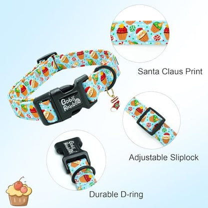 Dog Collars - Christmas Pet Collar with Santa Claus Print, Durable & Cute, Soft & Adjustable, Gift for Medium Dogs