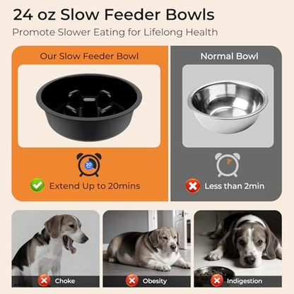 URPOWER Elevated Dog Bowls for Small Dogs, 3-in-1 Raised Stand