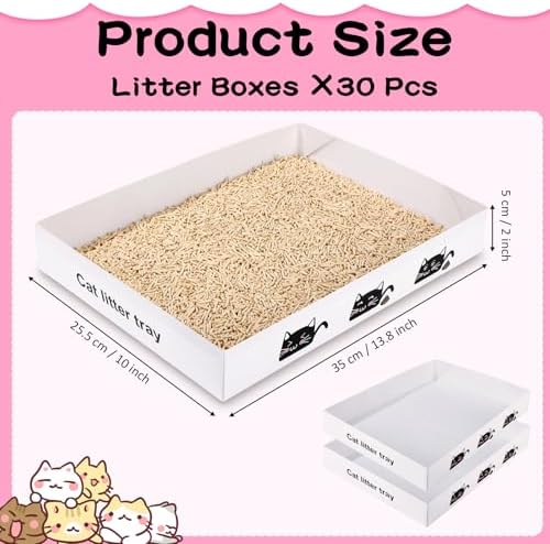 Amyhill 30 Pack Disposable Cat Litter Box Paper Pet Trays,White