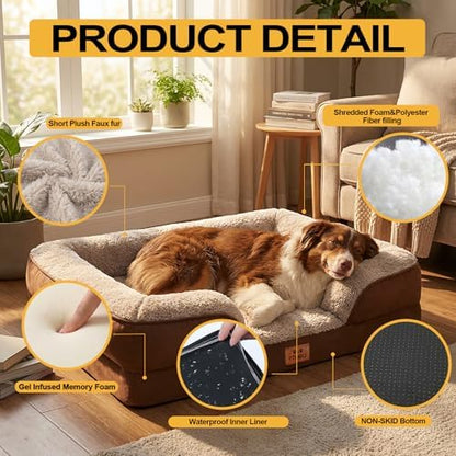 Orthopedic Dog Beds Large Sized Dog, Memory Foam Dog Bed Couch, 36"L