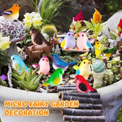 72PCS Miniature Cute Bird Decorative Figurines 11 Styles Mini Resin Birds