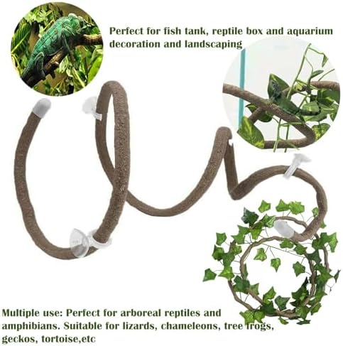 10PCS Crested Gecko Tank Accessories, Reptile Plants Bridge Vines, Coconut Shell with Ladder for Lizard, Chameleon Cage, Snakes, Hermit Crab, Leopard Gecko Tank Accessories, Terrarium Decor