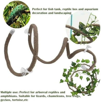 10PCS Crested Gecko Tank Accessories, Reptile Plants Bridge Vines, Coconut Shell with Ladder for Lizard, Chameleon Cage, Snakes, Hermit Crab, Leopard Gecko Tank Accessories, Terrarium Decor