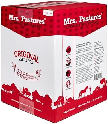 Mrs Pastures Cookies and Treats for Horses - Premium Horse Treats - Made with Apples, Oats, and Rolled Barley - Preservative Free - All Natural Ingredients - No Corn or Soy (15lb Refill Box)