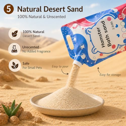 Meow&Woof Hamster Sand, 2.2 lbs Natural Desert Bath Sand & Potty Litter, Low Dust Small Animal Sand for Hamsters, Chinchillas, Gerbils, Syrian Hamsters, Mice