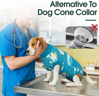 Kuoser Dog Recovery Suit, Female Male Spay Neuter Surgery Suit, Cloud, XS
