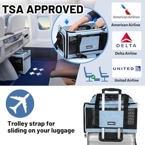 Cat Carrier Top-Expandable 18x11x11, United Delta American Airline Approved