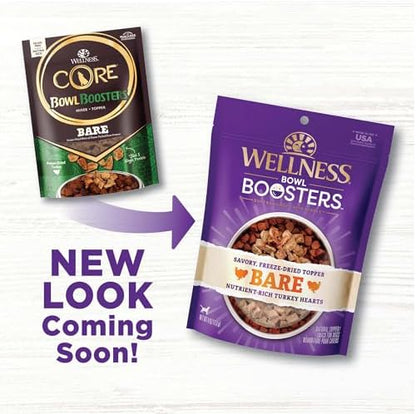 Wellness Bowl Boosters Bare Freeze Dried Turkey Dog Food Topper for Small, Medium, and Large Breeds, Grain Free, Natural, 4 oz Bag (Pack of 2)