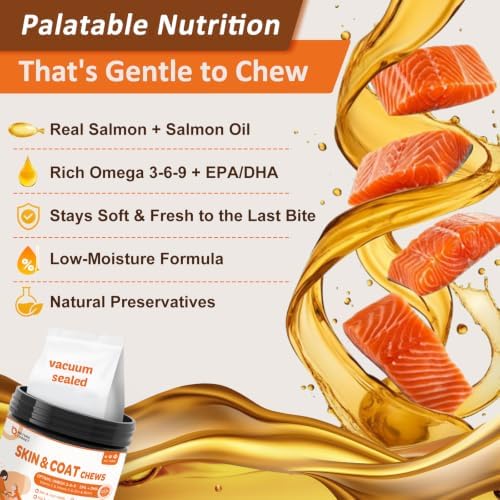 NATURE TARGET Omega 3 Salmon Oil for Dogs, Salmon Flavor, 120 Soft Chews