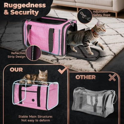 YUDODO 25lbs Cat Carrier Lightproof Soft Sided Pet Carrier for Large Cat