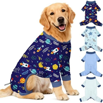 Bienbee Dog Pajamas, 4 Pack Adjustable Onesies for Small to Large Dogs 3XL