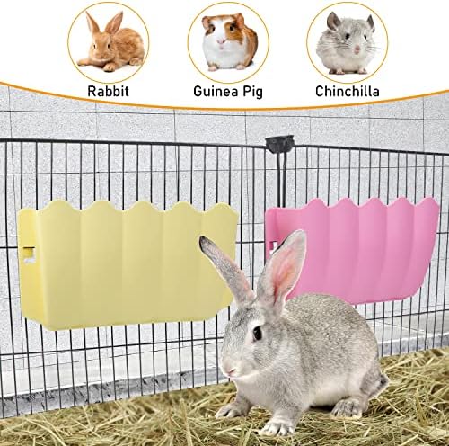 Litewoo Rabbit Hanging Hay Feeder Rack Wall-Mounted for Guinea Pig, Pink