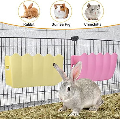 Litewoo Rabbit Hanging Hay Feeder Rack Wall-Mounted for Guinea Pig, Pink