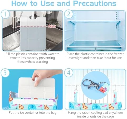 Hamiledyi Rabbit Cooling Pouch with Ice Pack - No Condensation Pad for Bunny Cage Accessories, Washable Cooling Mat for Small Animals (Ferret, Guinea Pig, Chinchilla) in Summer
