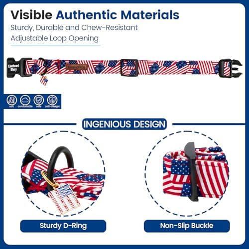 Lionheart glory American Flag Dog Collar - 4th of July Patriotic Independence Day Dog Collar Soft Adjustable for X-Small Dogs Pet Summer Collars Cute Collars