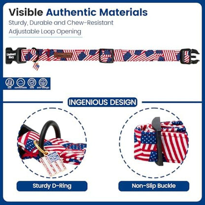 Lionheart glory American Flag Dog Collar - 4th of July Patriotic Independence Day Dog Collar Soft Adjustable for X-Small Dogs Pet Summer Collars Cute Collars