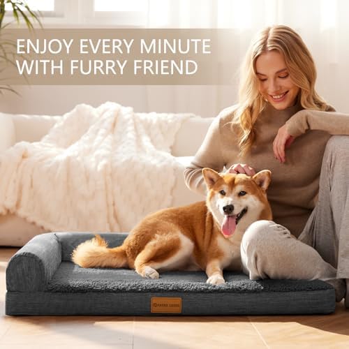 Patas Lague Orthopedic Medium Dog Bed Washable Pet Sofa Bed 30X20 Dark Grey
