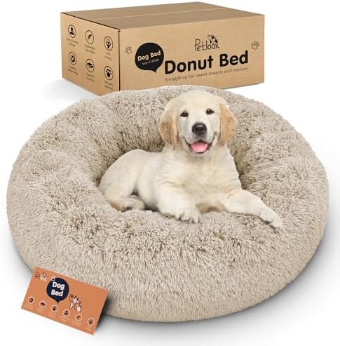 Calming Donut Dog Bed for Small Dogs, Round Dog Bed for Medium & Large Dogs