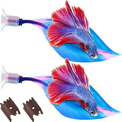 WILLBOND 2 Pcs Blue Silicone Betta Fish Bed Leaf Hammock Betta Fish Tank Accessories Decorations for Aquarium Ornaments, Practical Resting Spot, Comfortable and Safe