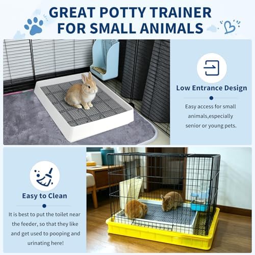 FHTONGE Extra Large Rabbit Litter Box, Low Entry Bunny Potty Trainer Tray