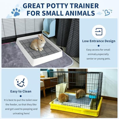 FHTONGE Extra Large Rabbit Litter Box, Low Entry Bunny Potty Trainer Tray