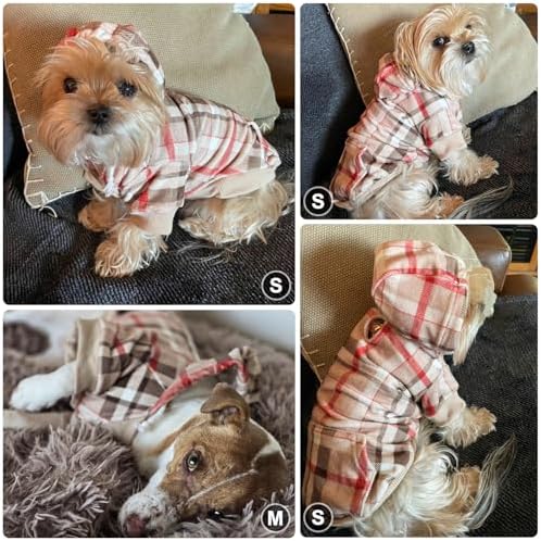 BEAUTYZOO Dog Hoodie Sweaters for Small Medium Large Size Dogs Girls Boys- Premium Quality, Ultra Soft, Superior Comfort Fit, Fleece Lined Hooded Sweatshirt- Cold Weather Pet Clothes Winter Coat,Plaid