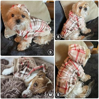BEAUTYZOO Dog Hoodie Sweaters for Small Medium Large Size Dogs Girls Boys- Premium Quality, Ultra Soft, Superior Comfort Fit, Fleece Lined Hooded Sweatshirt- Cold Weather Pet Clothes Winter Coat,Plaid